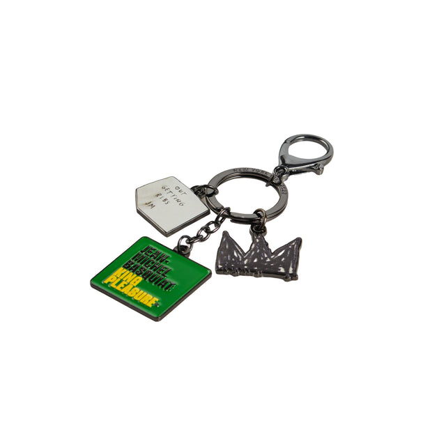 Basquiat Keychain With 3 Charms, artwork and crown