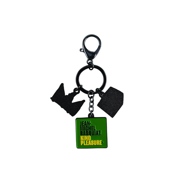 Basquiat Keychain With 3 Charms, artwork and crown