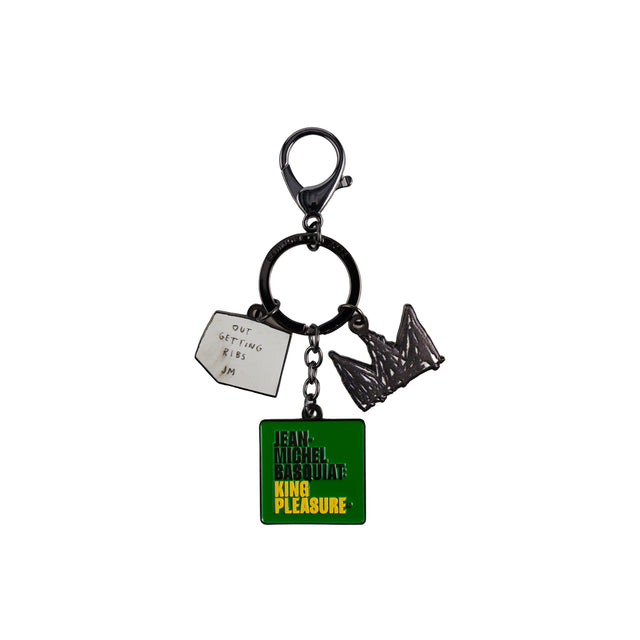 Basquiat Keychain With 3 Charms, artwork and crown