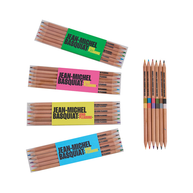 Basquiat Pencils Set of 6 Multi-color Dual Sided