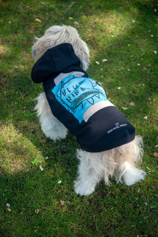 Basquiat Dog Hoodie Featuring Blue Ribbon Artwork