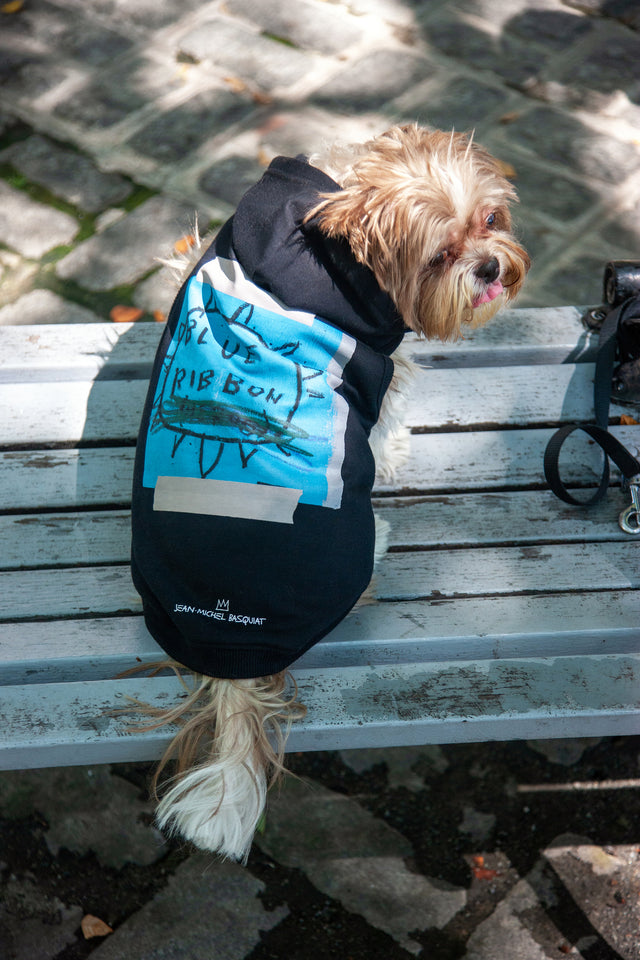 Basquiat Dog Hoodie Featuring Blue Ribbon Artwork