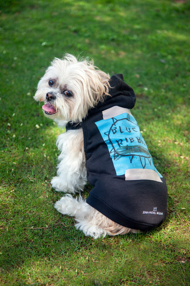 Basquiat Dog Hoodie Featuring Blue Ribbon Artwork