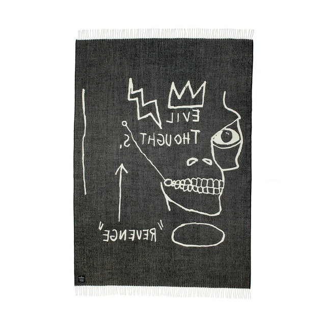 Basquiat Throw Blanket Featuring "Evil Thoughts"